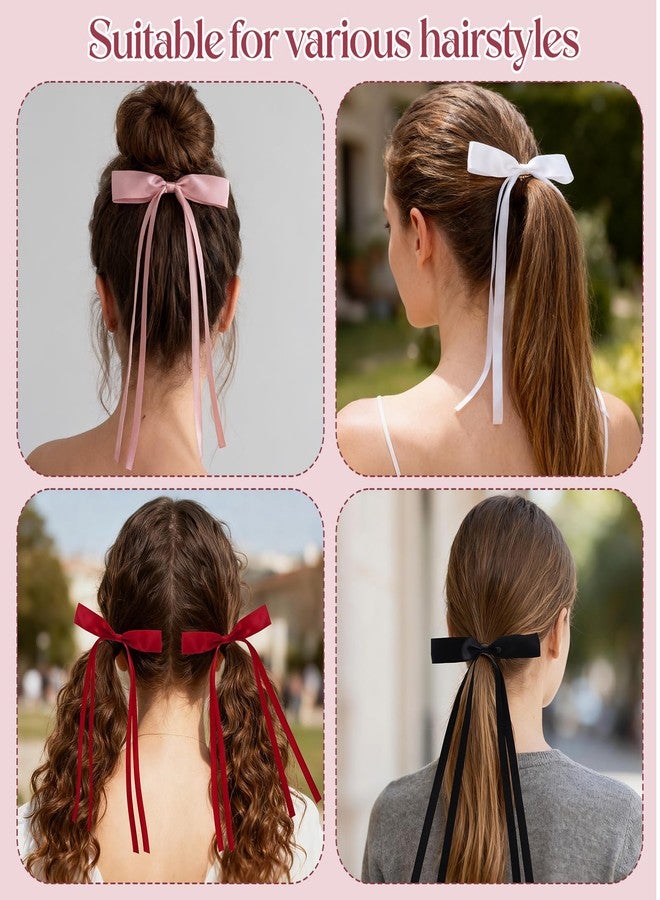 Dfqsofd 20Pcs Hair Bows for Women Girls, Satin Ribbon Bows for Hair Bowknot Barrettes Clips with Long Tail for Women Girls - Image 4